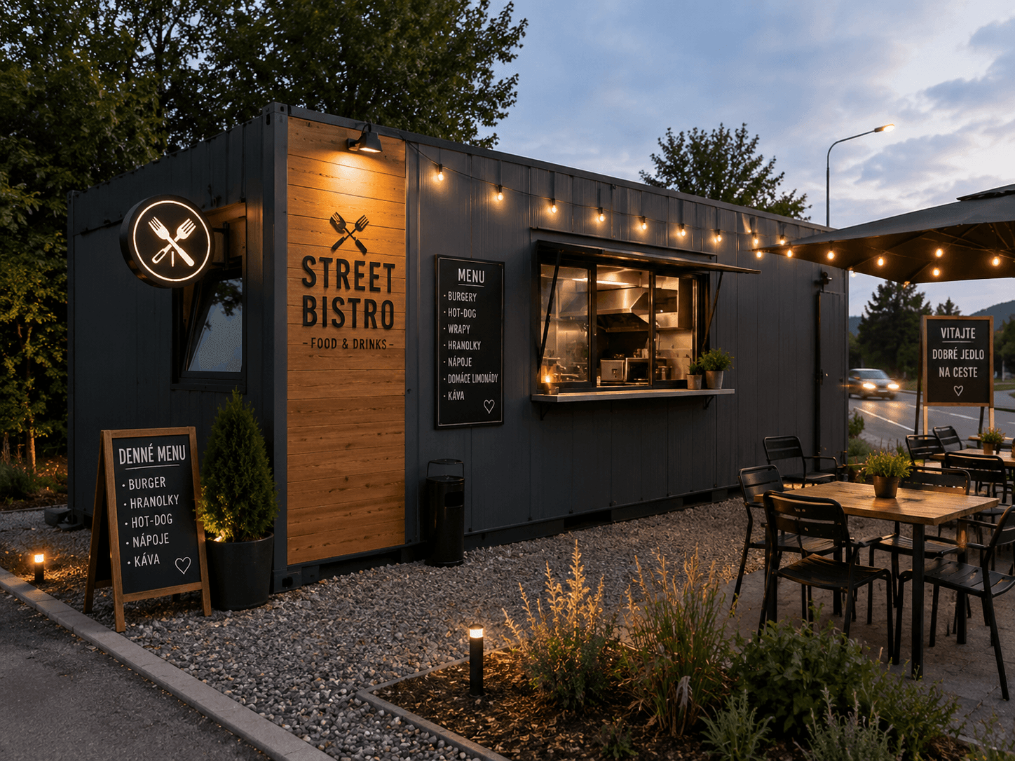 Kontajnerové bistro s posedením