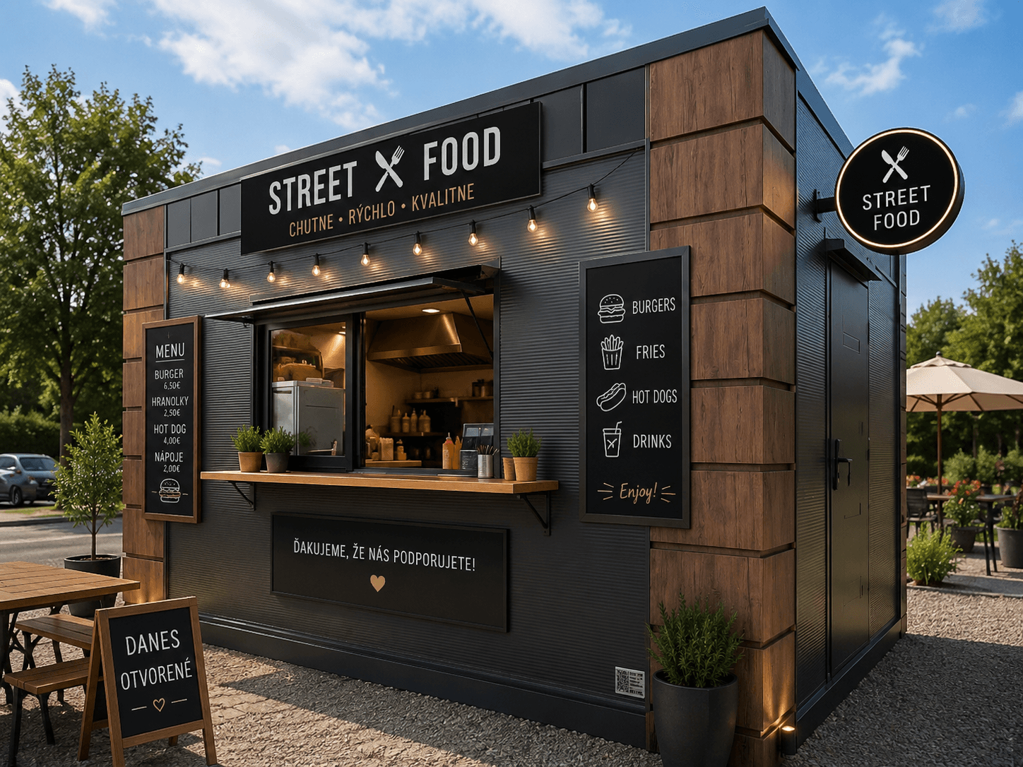 Street food stánok z kontajnera